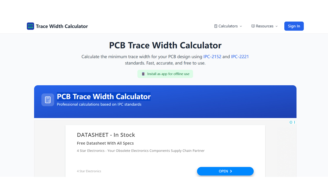 PCB Trace Width Calculator